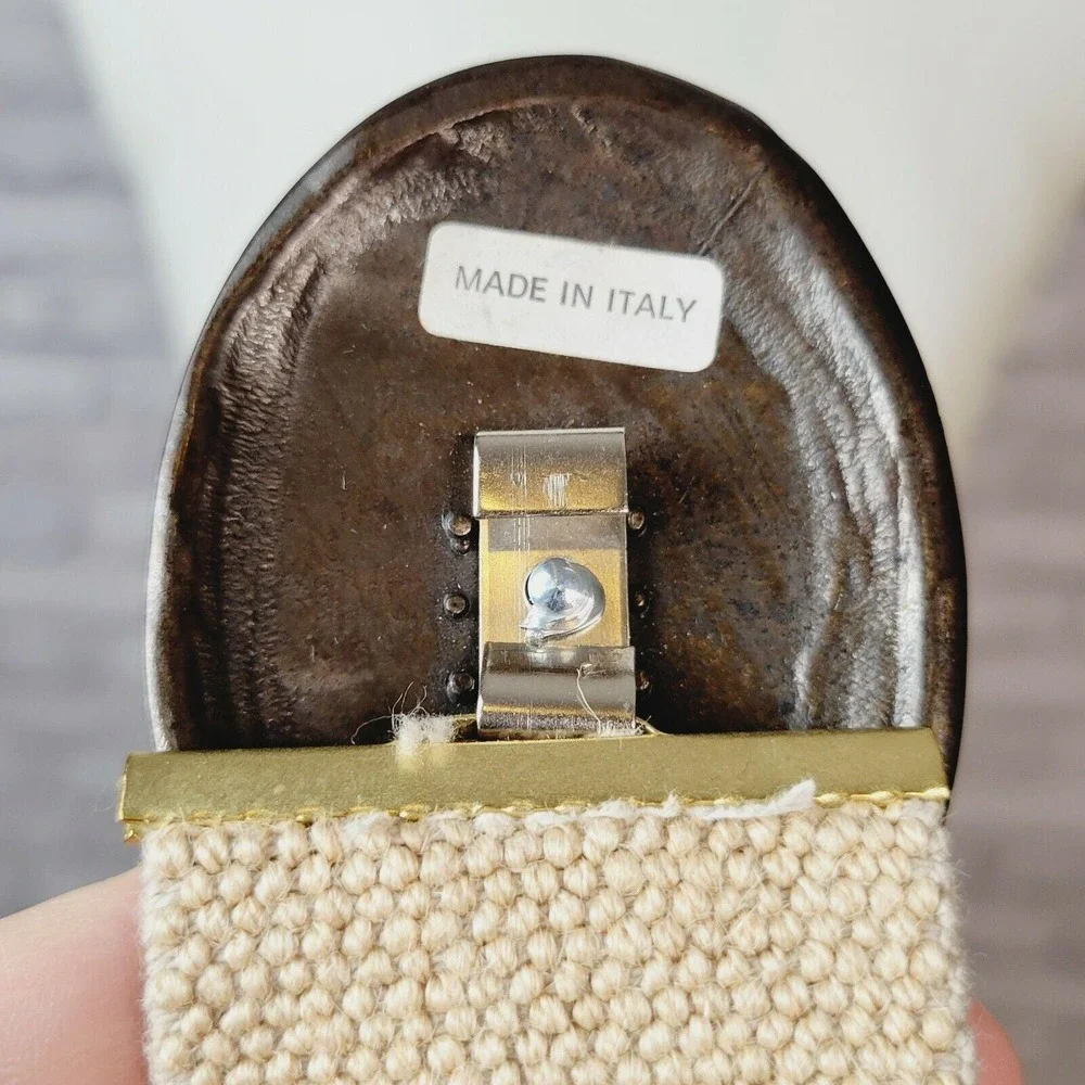 Italian brass and orange acrylic cabochon stretch belt natural beige‎ XL